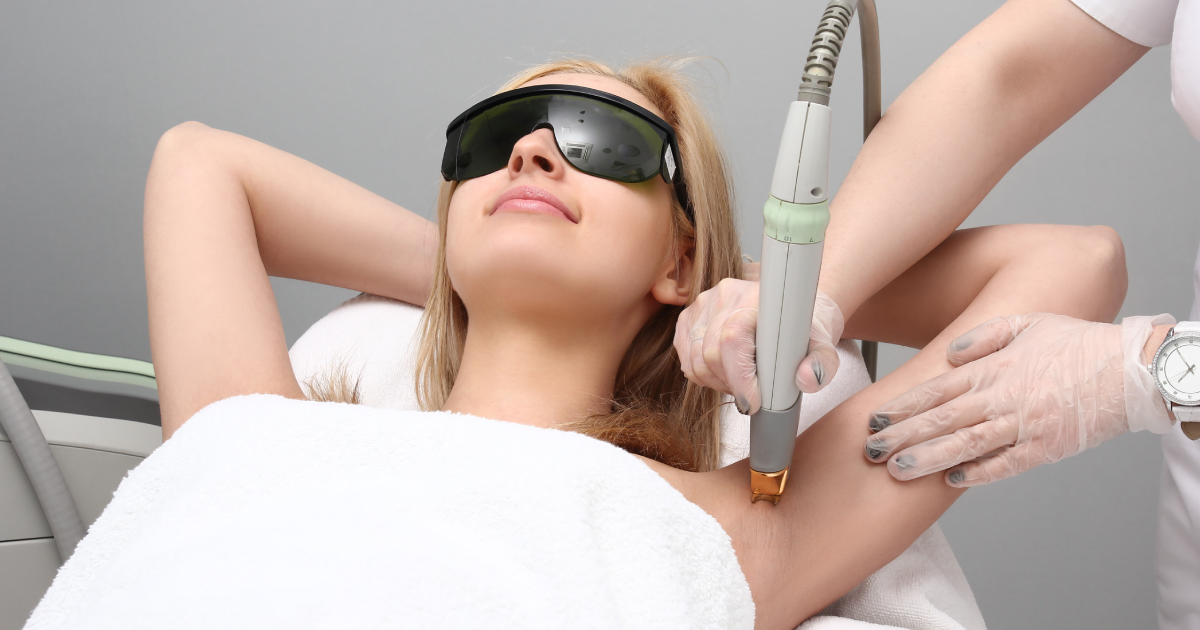 Woman undergoing underarm laser hair removal in Glenwood Springs, CO